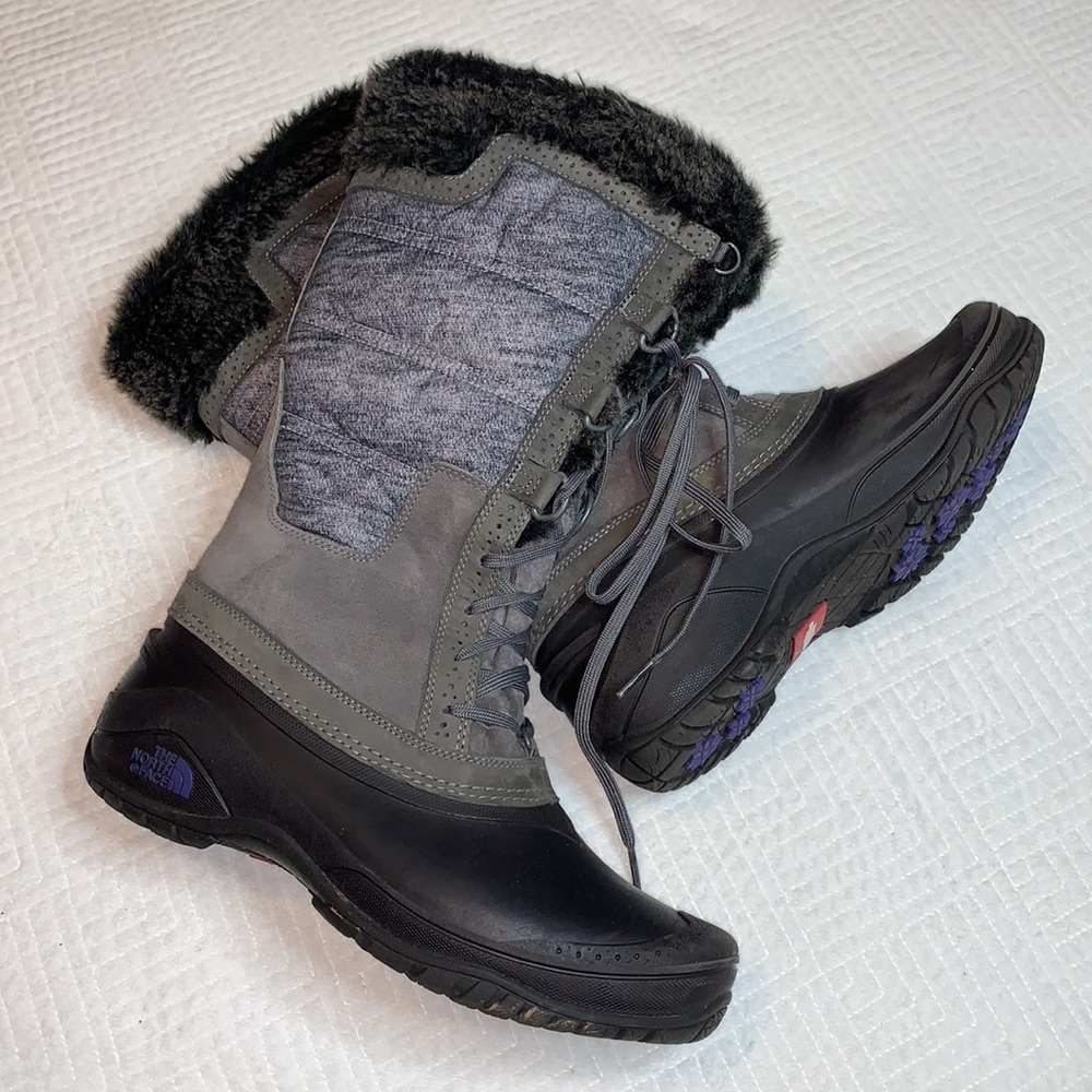 North Face Shellista II Tall Insulated Waterproof Winter Boots, Gray, Size 10